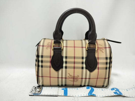 BURBERRY Novacheck Mini Boston Bag Beige Handbag