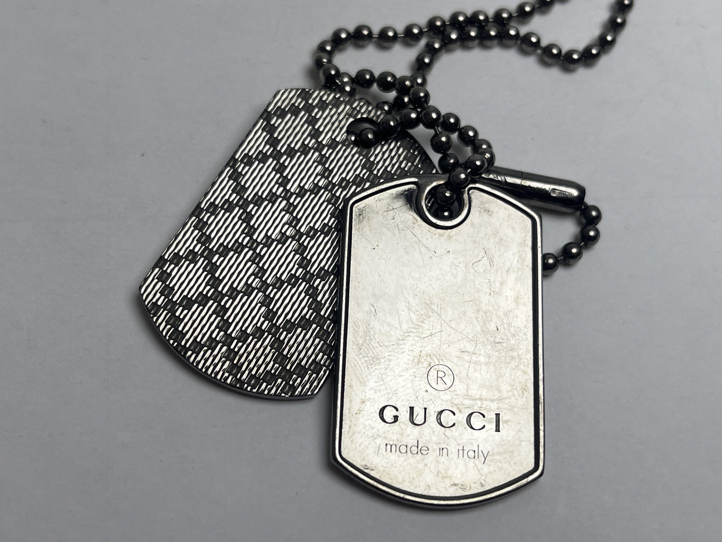 GUCCI Diamante Shima Double Dog Tag Necklace 925