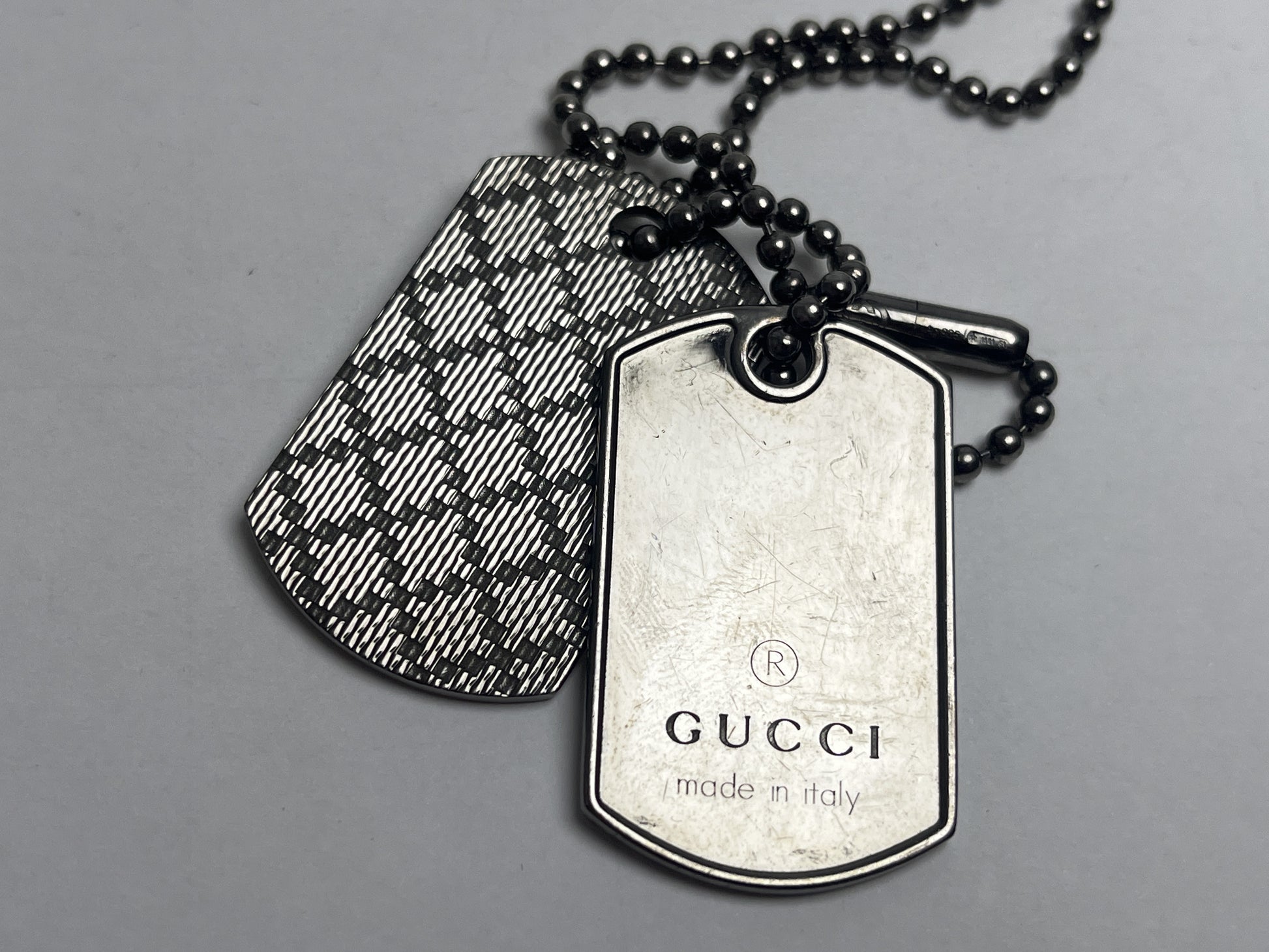 GUCCI Diamante Shima Double Dog Tag Necklace 925