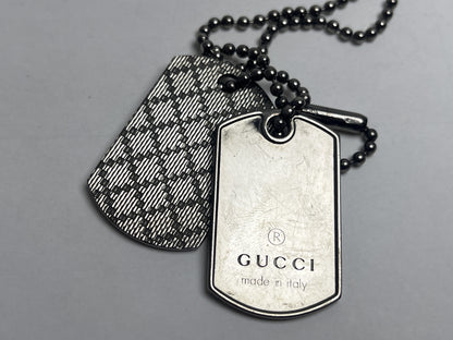 GUCCI Diamante Shima Double Dog Tag Necklace 925