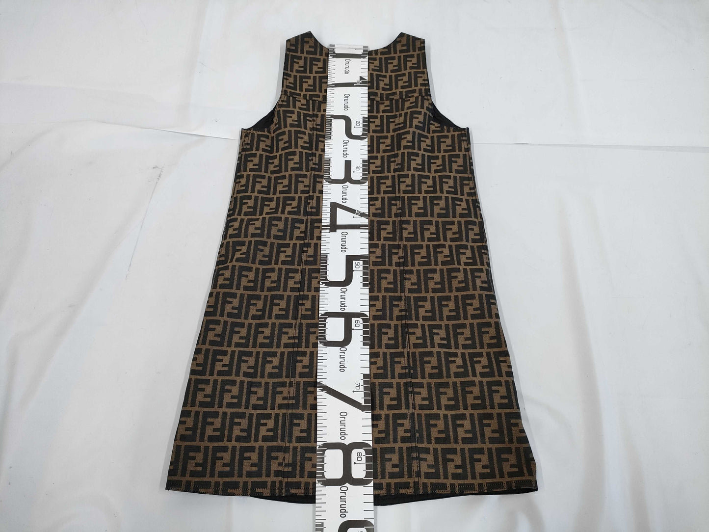 FENDI Zucca print reversible nylon dress in brown and black, size 42