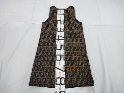 FENDI Zucca print reversible nylon dress in brown and black, size 42