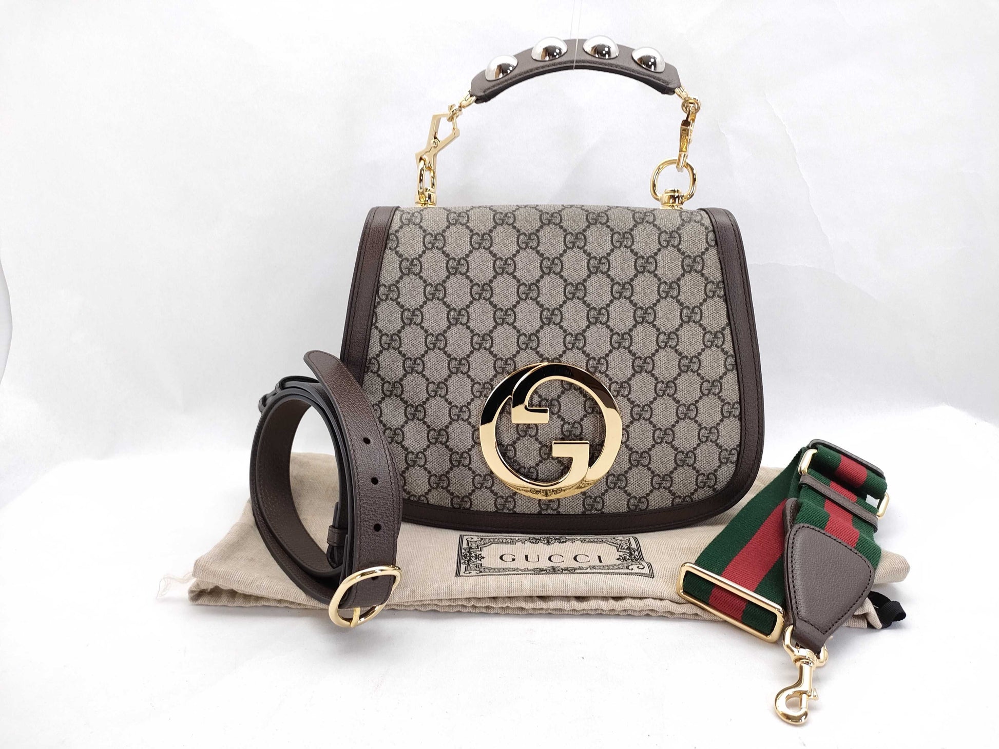 GUCCI GG Supreme Blondie Shoulder Bag 721172 PVC and Leather Handbag