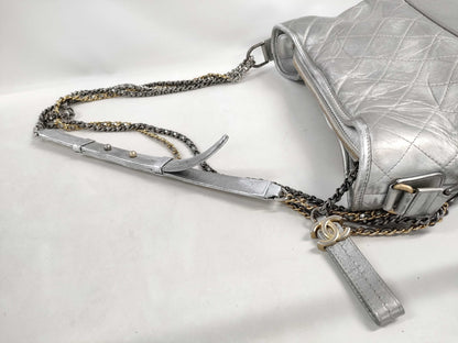 CHANEL Gabriel Chain Shoulder Bag in Silver Leather