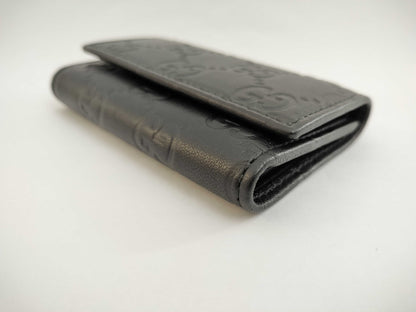 GUCCI Guccissima 6-Key Case, Black, 138093, Key Case/Key Holder