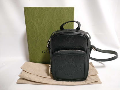 GUCCI Mini Shoulder GG Embossed Black 658553 Shoulder Bag