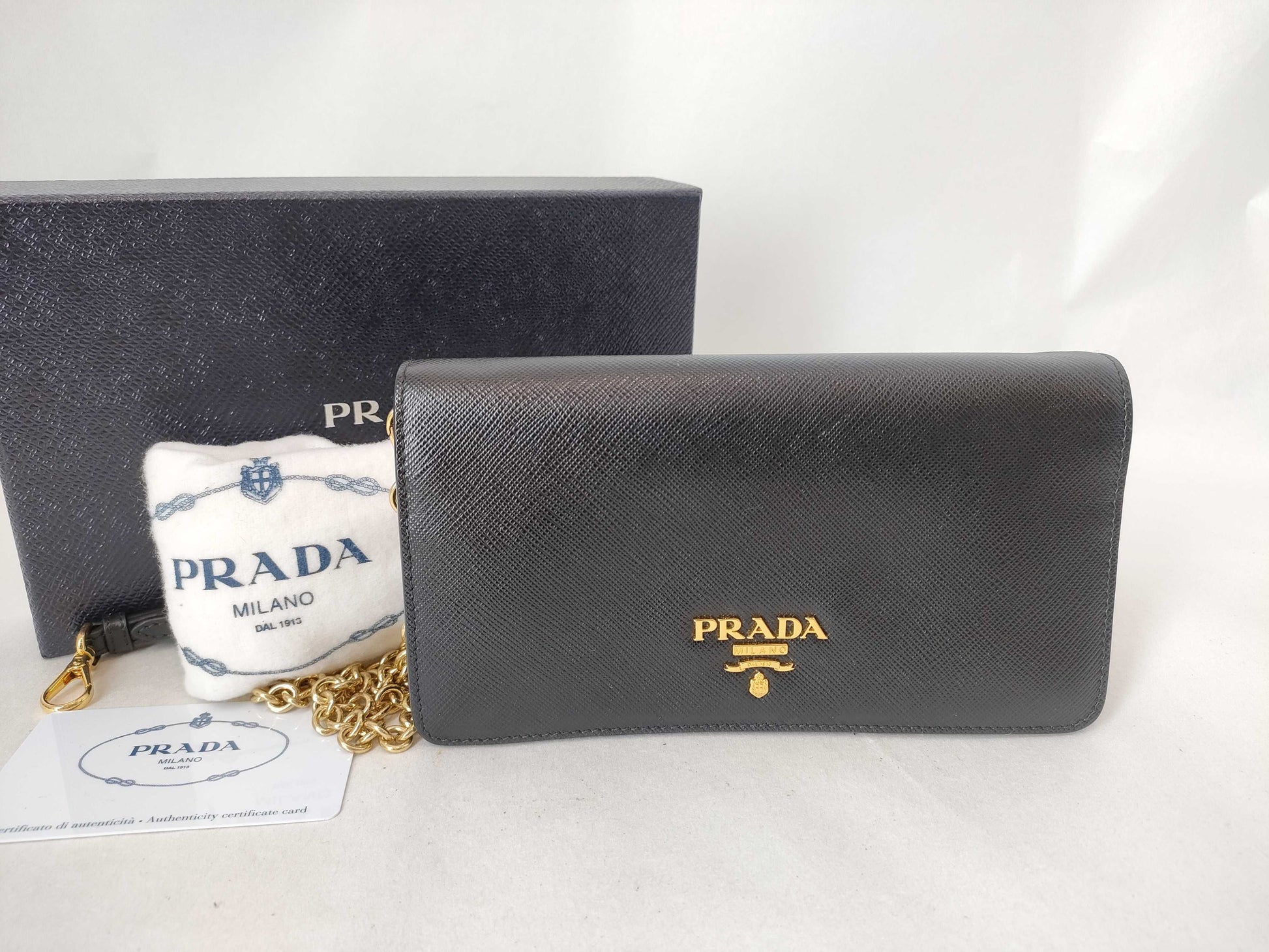 PRADA PRADA Prada Chain Shoulder Wallet Saffiano Shoulder Bag