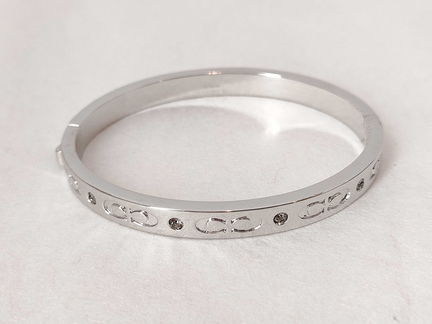 COACH COACH Bangle Bracelet Accessories Logo Stone Silver Bracelet Bangle