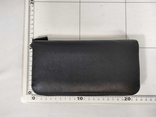 PRADA Prada Safiano Round Zip Long Wallet Black Wallet
