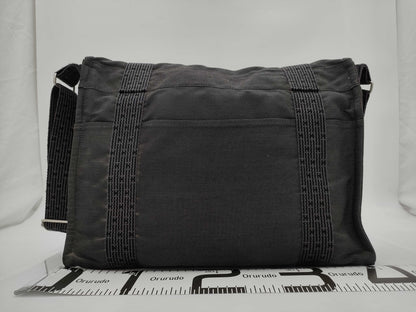 HERMES Aleline Basas MM Canvas Shoulder Bag Grey Bag