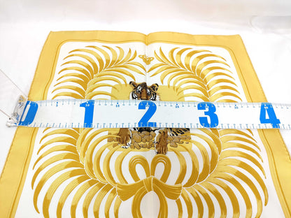 HERMES Carre Hermes Carre 40 Champion Tiger Silk Scarf Yellow Scarf