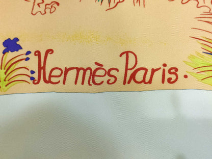 HERMES Carre Hermes Carre 90 Nuba Mountain Silk Scarf Ivory x Multicolor Scarf