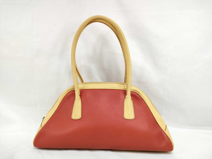 High Class Leather Tote Bag Red x Yellow Handbag