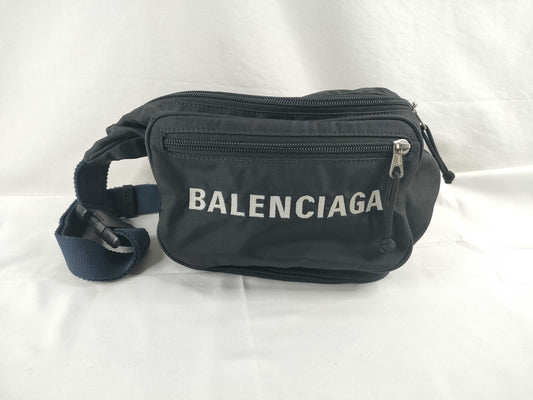 BALENCIAGA Nylon Canvas Body Bag Black Waist Bag