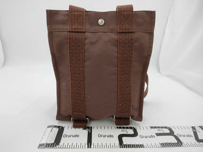 HERMES Aleline AdPM Canvas Backpack Brown Rucksack