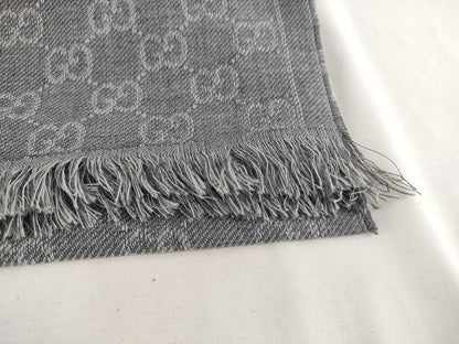 GUCCI Gucci GG Pattern Wool Muffler Grey Muffler