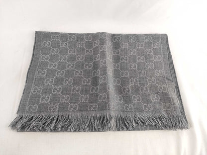 GUCCI Gucci GG Pattern Wool Muffler Grey Muffler