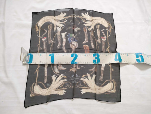 About HERMES Carre Hermes Petit Carre Boots Silk Scarf Black and Other Accessories