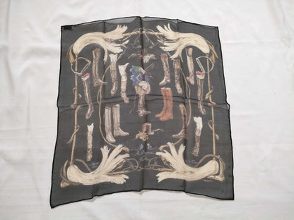 About HERMES Carre Hermes Petit Carre Boots Silk Scarf Black and Other Accessories