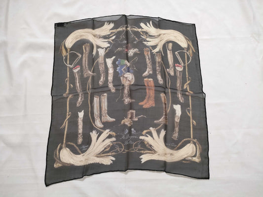 About HERMES Carre Hermes Petit Carre Boots Silk Scarf Black and Other Accessories