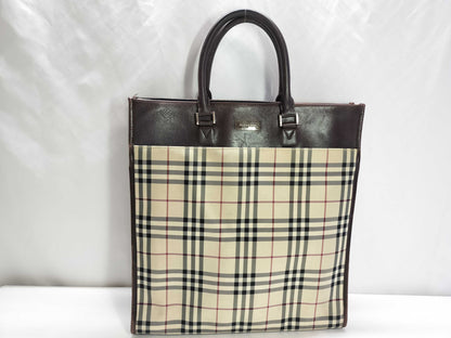 BURBERRY Nylon Canvas x Leather Tote Bag Beige x Brown Tote Bag