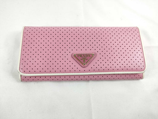 PRADA Leather Long Wallet Pink Wallet