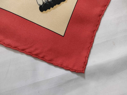 HERMES Carre Hermes Carre 90 Bullring Silk Scarf Red x Beige Other Accessories