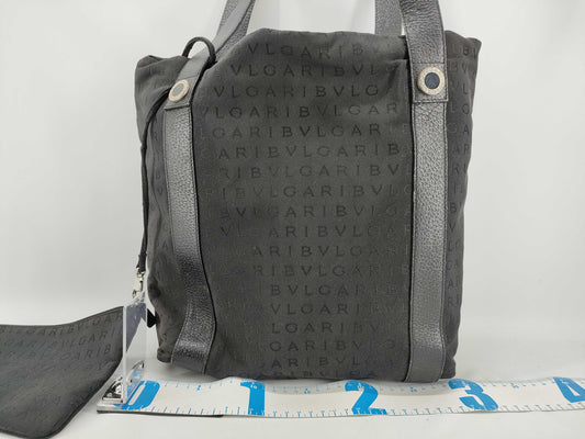 BVLGARI Canvas x Leather Tote Bag Black Tote Bag