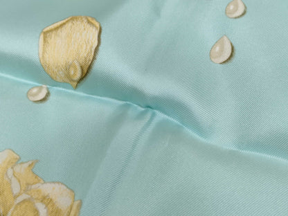 HERMES Carre Hermes Carre 90 Rose Drops Silk Scarf Light Blue Scarf