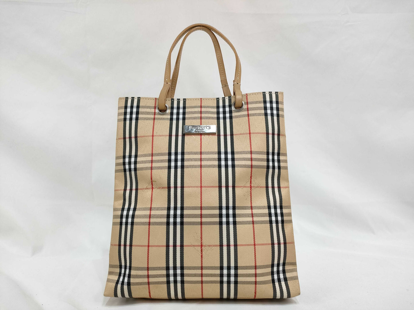 BURBERRY Nylon Canvas Handbag Beige Handbag