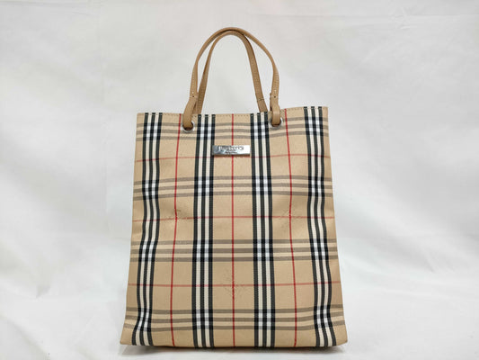 BURBERRY Nylon Canvas Handbag Beige Handbag