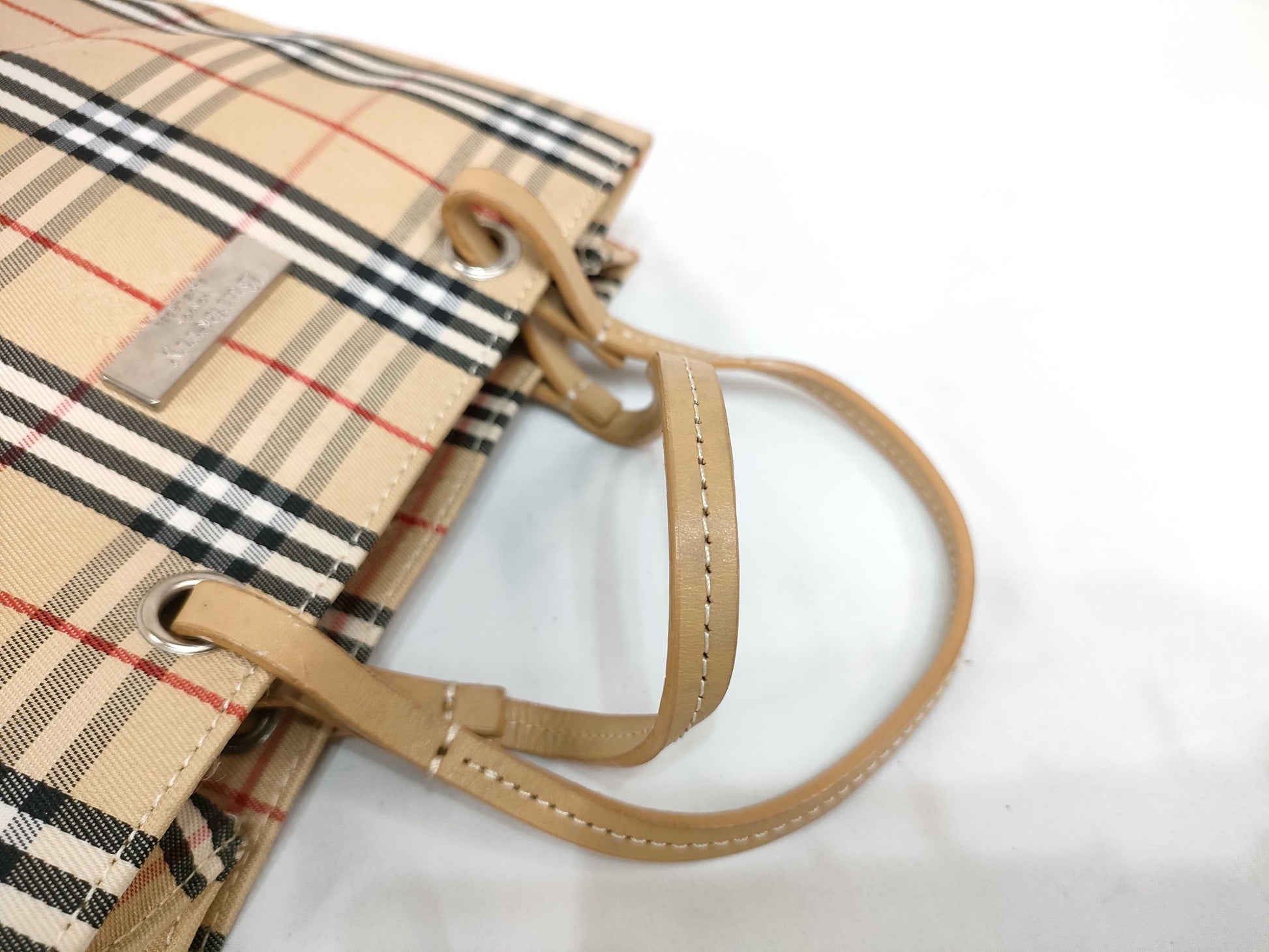 BURBERRY Nylon Canvas Handbag Beige Handbag