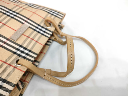 BURBERRY Nylon Canvas Handbag Beige Handbag