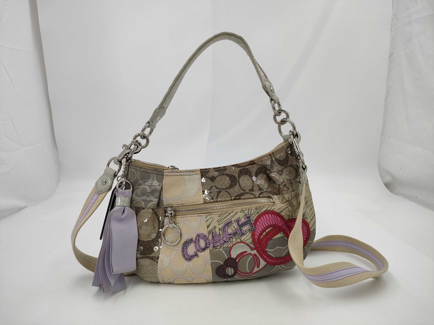 COACH Signature Patchwork 2-Way Sequin Shoulder Bag