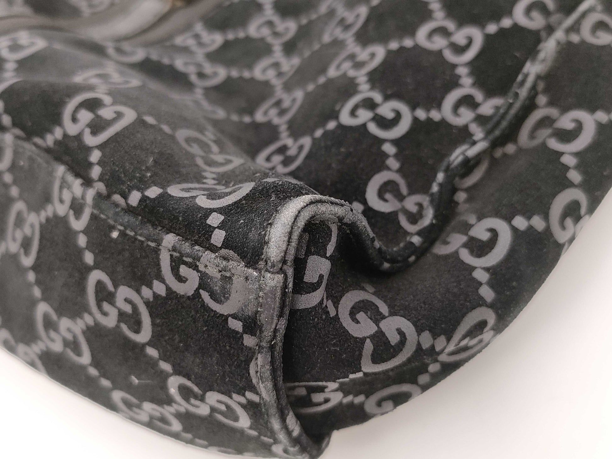 GUCCI 001 3355 Jackie GG Suede One-Shoulder Bag Handbag