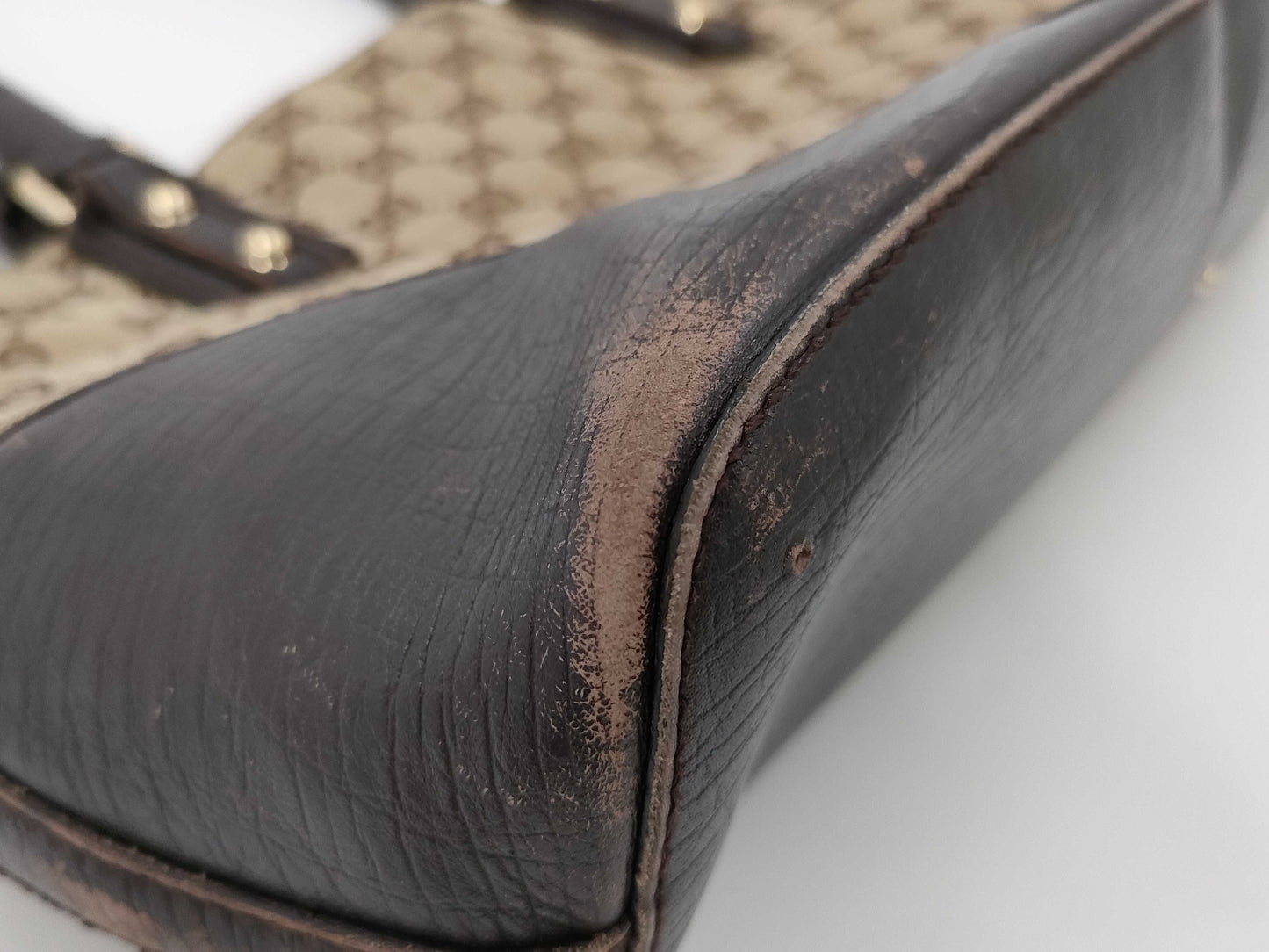 GUCCI 137385 GG Canvas Sherry Line Horsebit Handbag