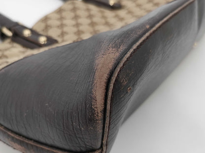 GUCCI 137385 GG Canvas Sherry Line Horsebit Handbag