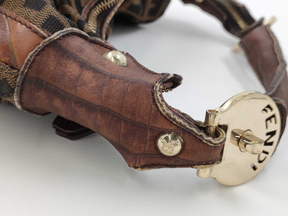 FENDI Zucca One-Shoulder Half Moon Handbag