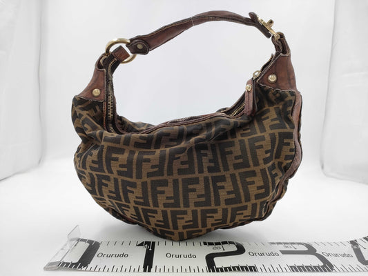 FENDI Zucca One-Shoulder Half Moon Handbag