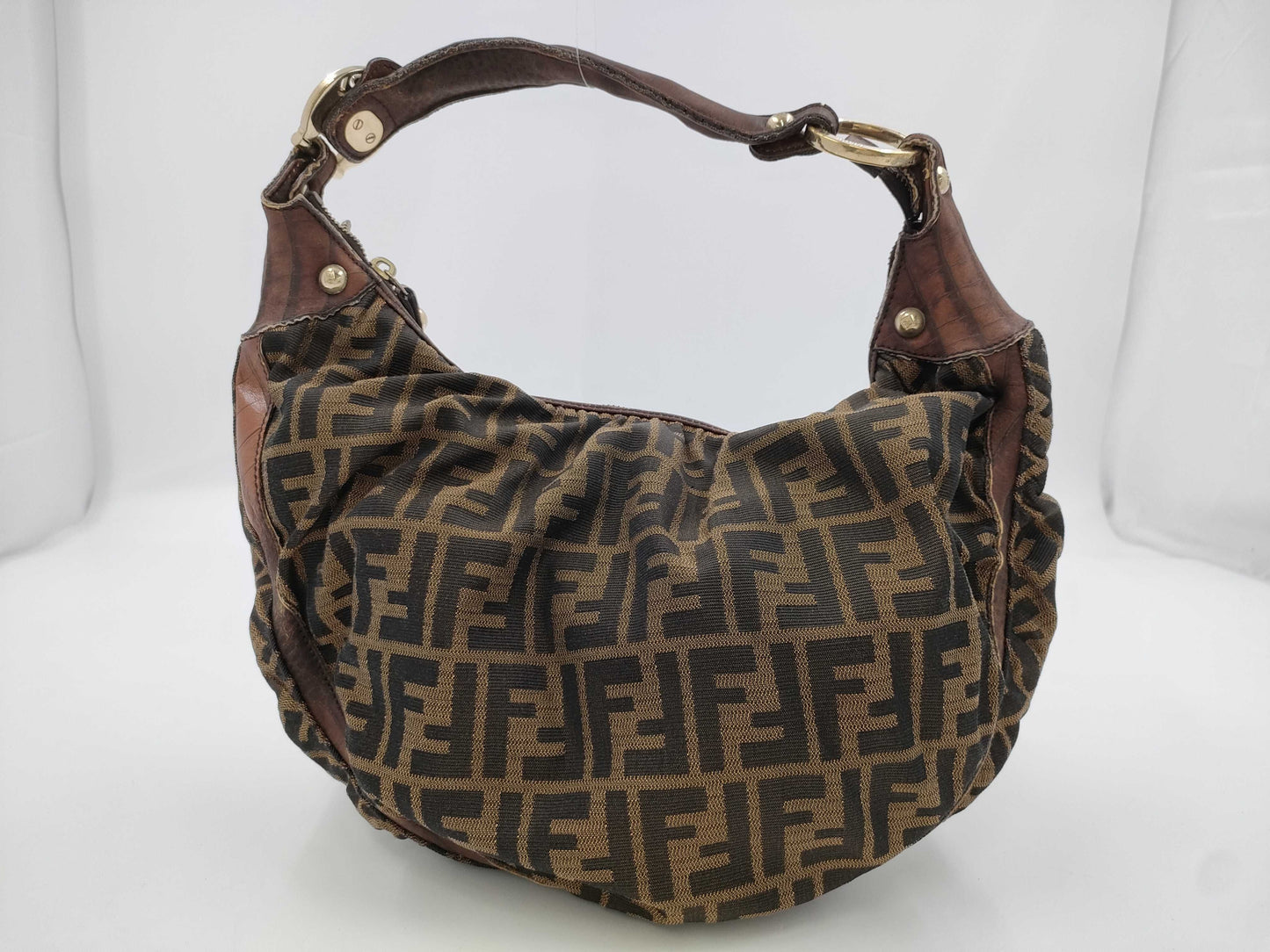 FENDI Zucca One-Shoulder Half Moon Handbag