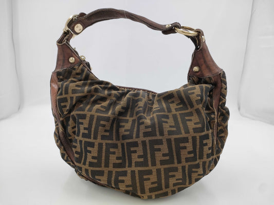 FENDI Zucca One-Shoulder Half Moon Handbag