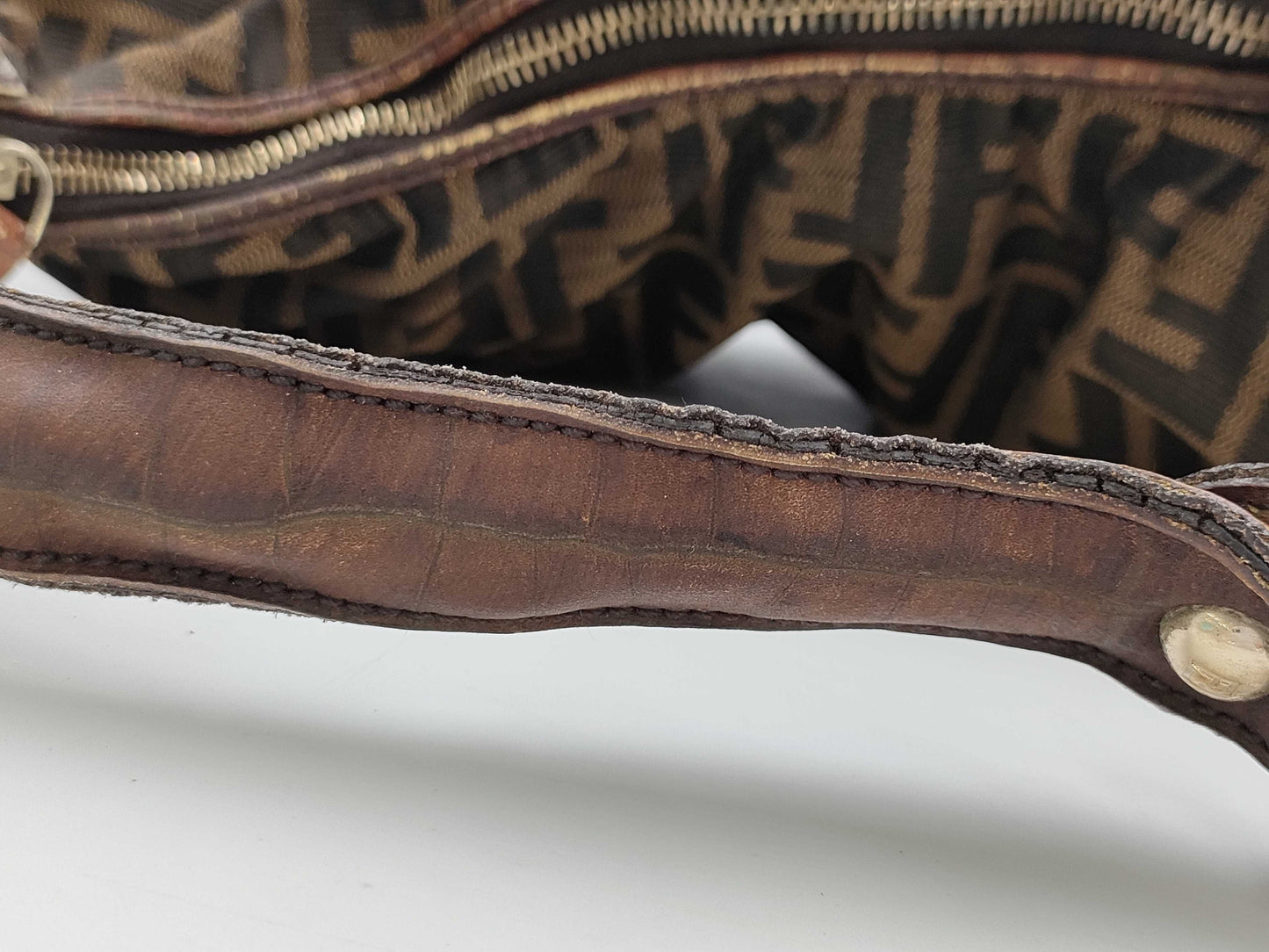 FENDI Zucca One-Shoulder Half Moon Handbag