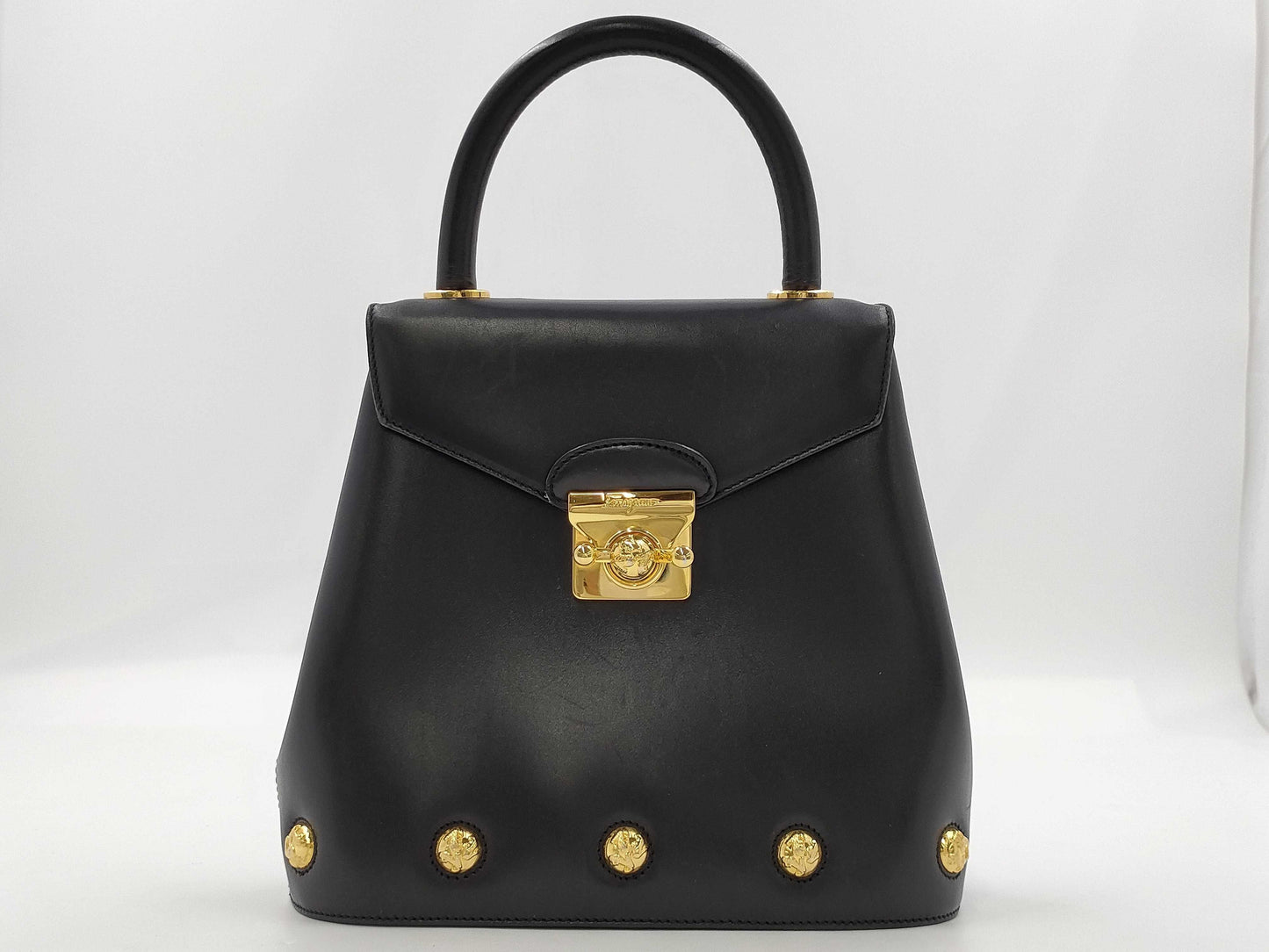 GUCCI Heel Stud Leather Handbag