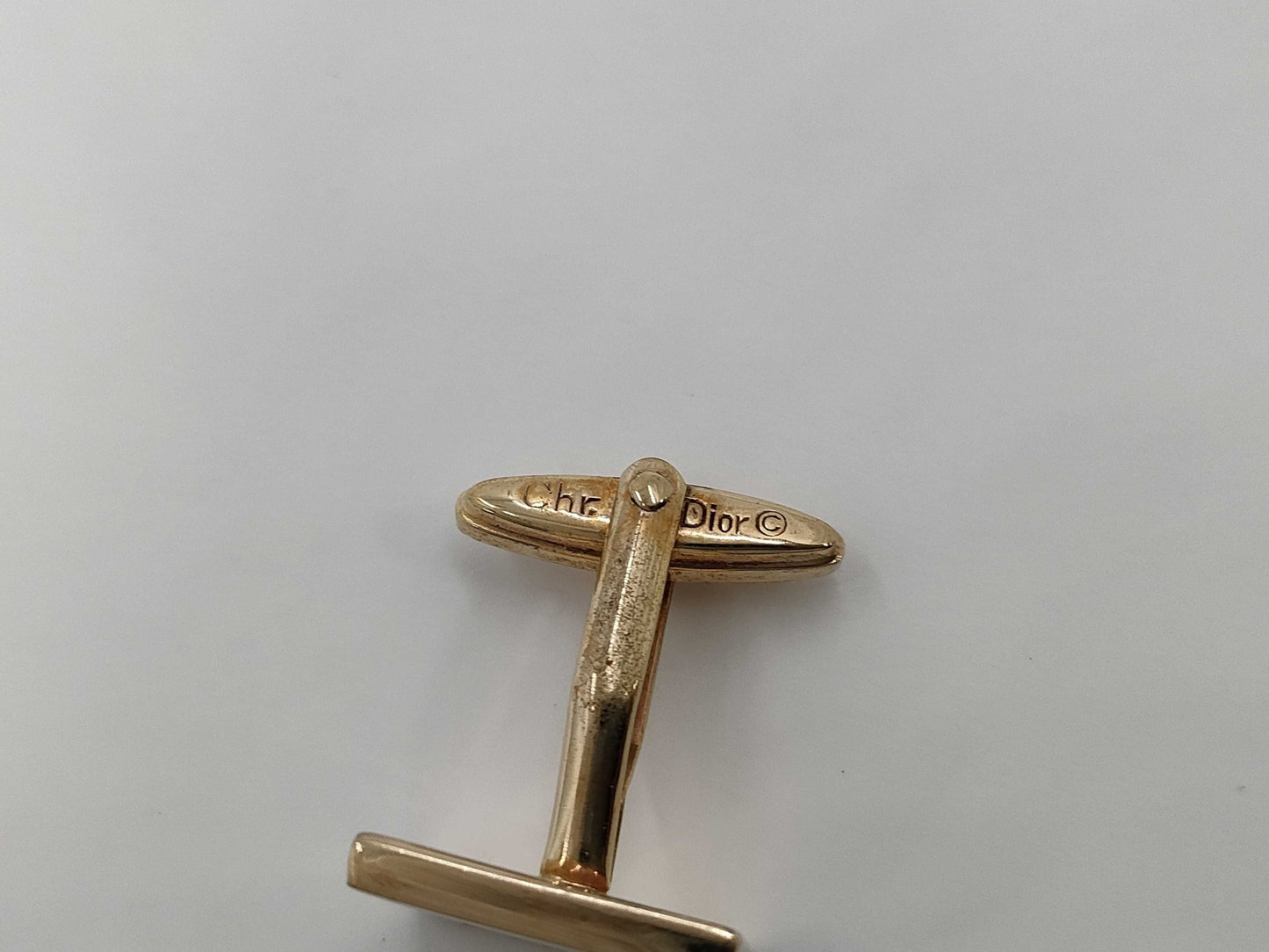 Dior Square Logo Gold Tie Clip/Cufflinks