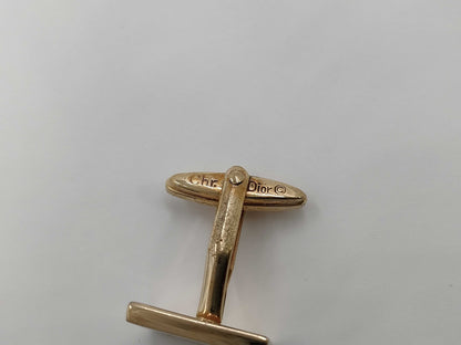 Dior Square Logo Gold Tie Clip/Cufflinks