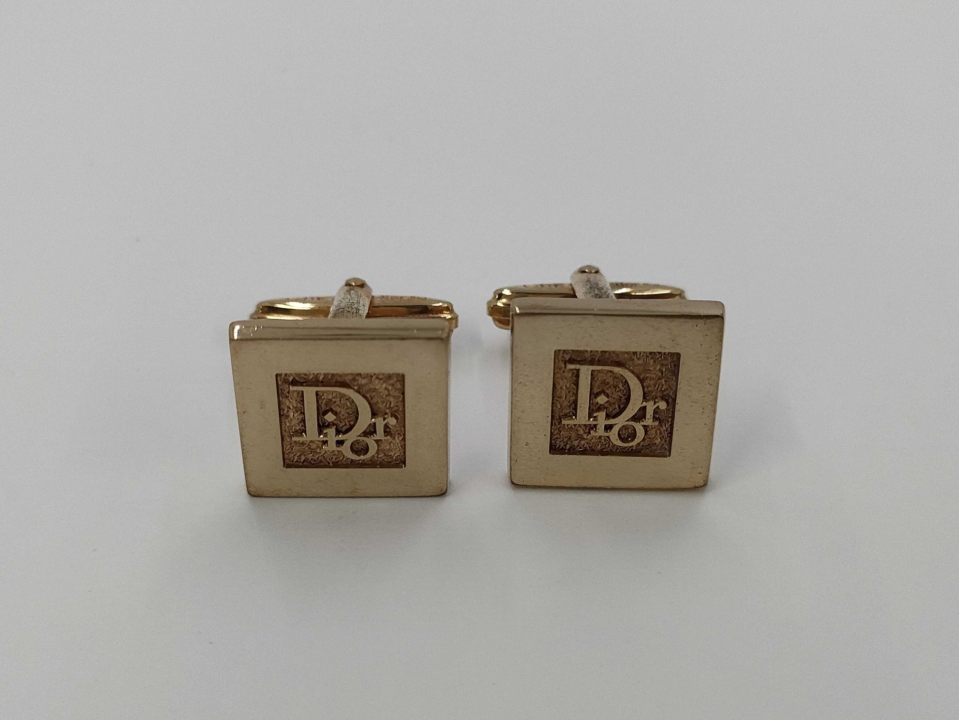 Dior Square Logo Gold Tie Clip/Cufflinks