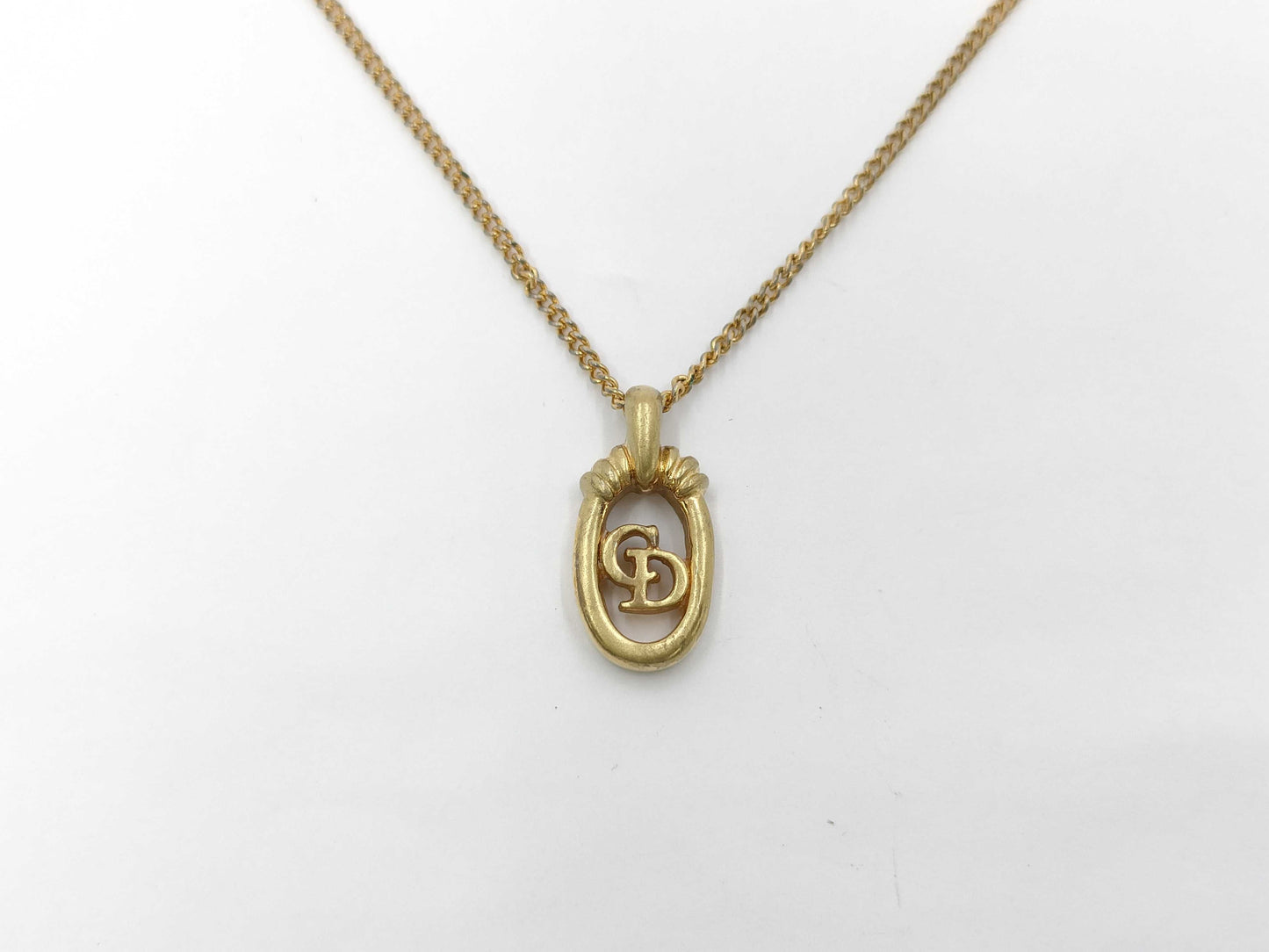 Dior CD logo round gold necklace