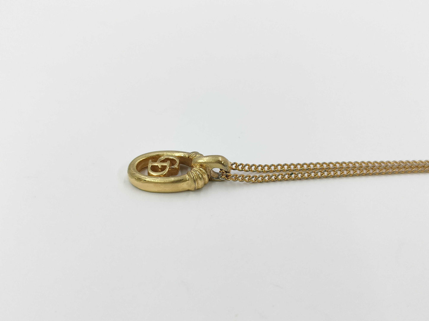 Dior CD logo round gold necklace