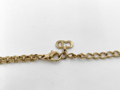 Dior CD logo rhinestone gold necklace