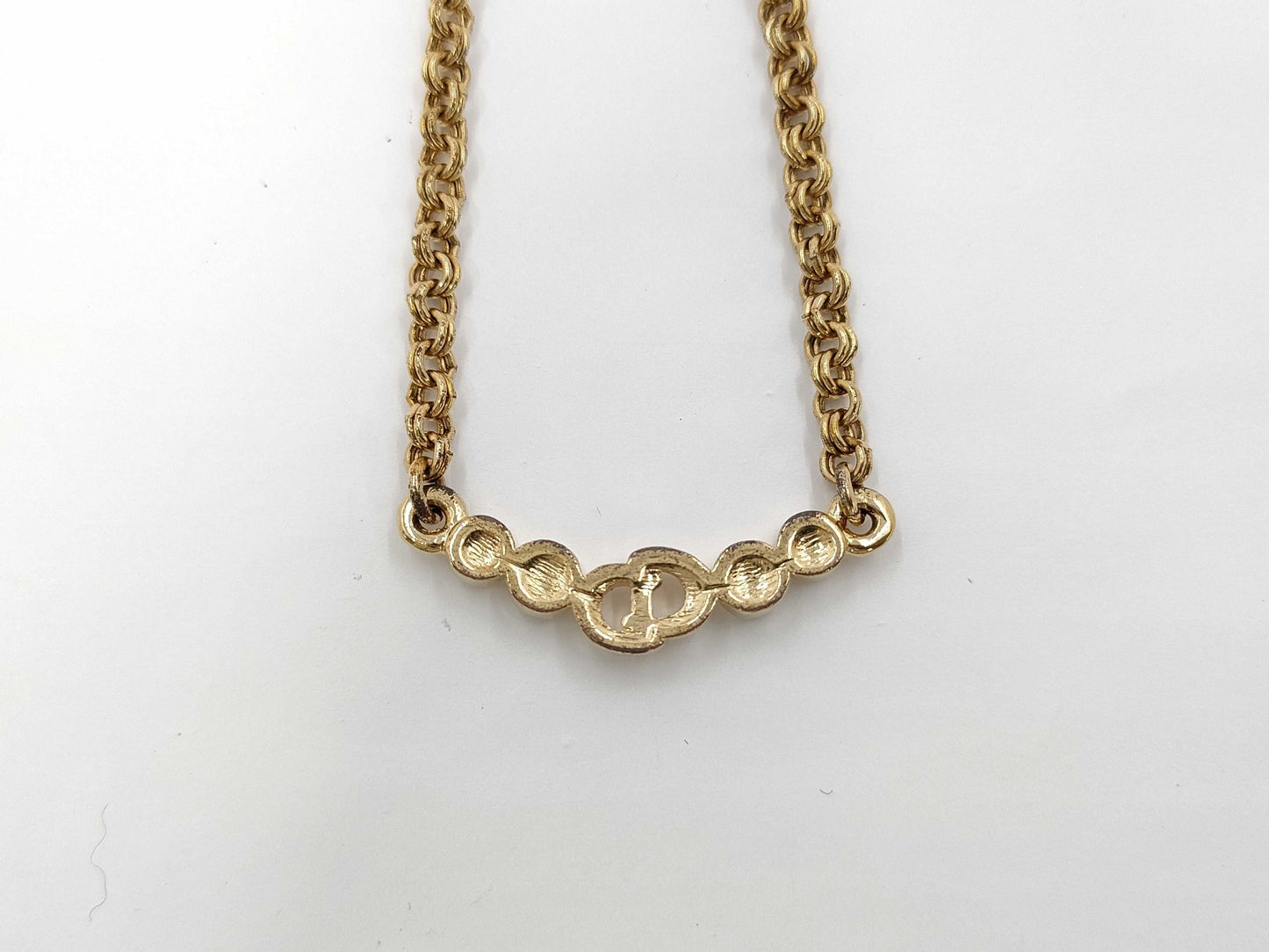 Dior CD logo rhinestone gold necklace